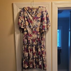 Vintage 80s/90s Jasmine Multicolor Floral Button - down Midi Dress